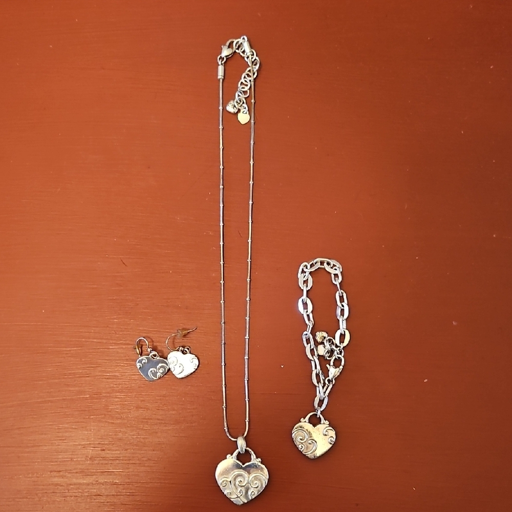 Brighton Silver Heart Necklace Set